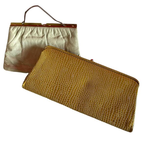Vintage Purses Clutch Cream Golden Yellow Retro Classic Grandmacore Handbags - Picture 1 of 8